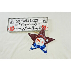 Festive Christmas Decor Bundle – Wood Sign & Snowman Star Ornament